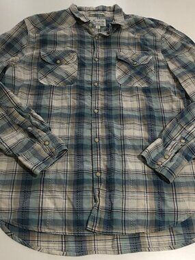 Lucky Brand Men’s Large Long Sleeve Pearl Snap Shirt Rodeo Classic Western Plaid